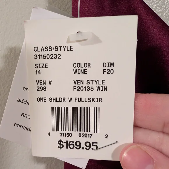 David's Bridal Wine One Shoulder Satin Dress Size 14 - Picture 7 of 7